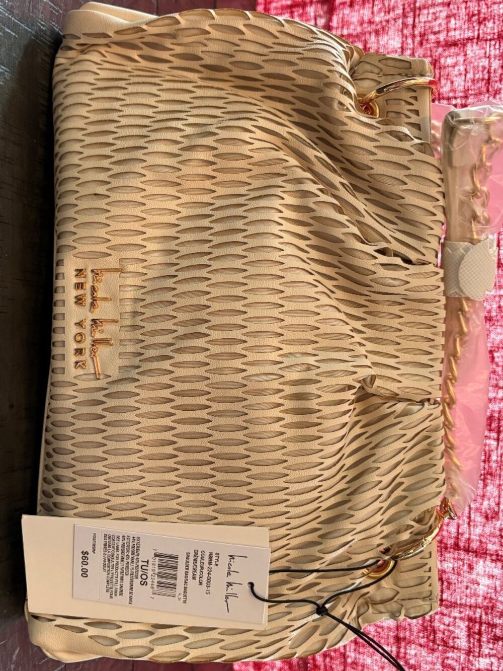 Brand New Nicole Miller Cream Shoulder Purse NWT.